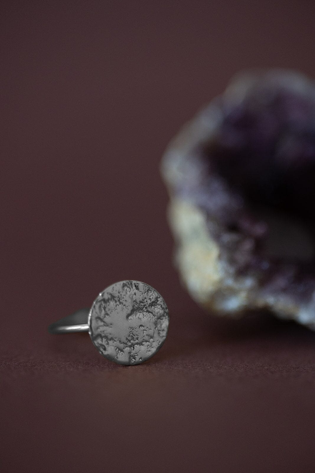 Bague Hestia Argent Rond Martelé Ajustable Bagues Monsieur Simone