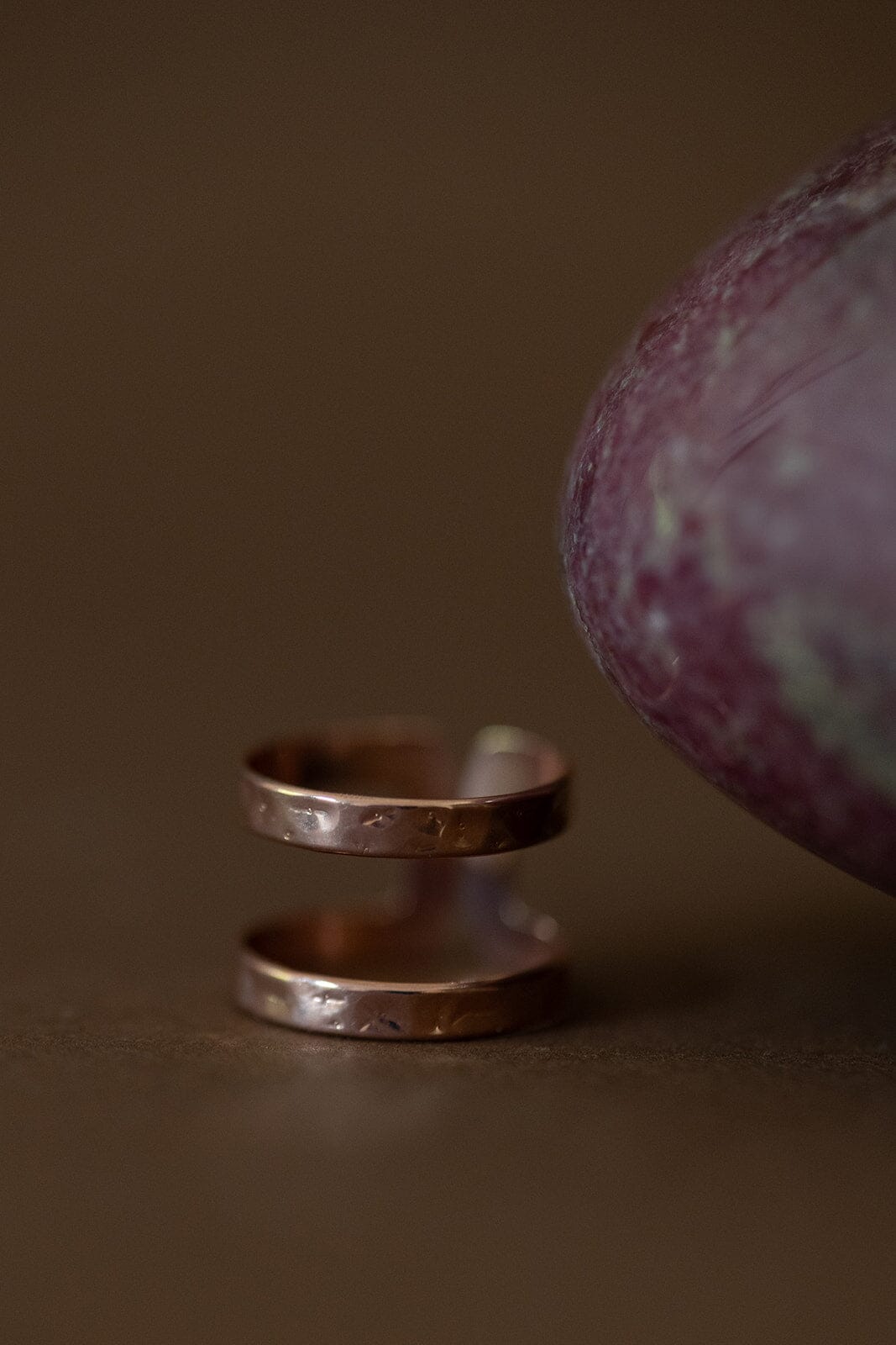 Bague Noah Or Rose Martelée Ajustable Bagues Monsieur Simone