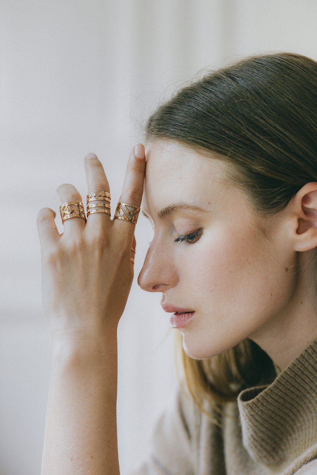 Bague Noah Or Rose Martelée Ajustable Bagues Monsieur Simone