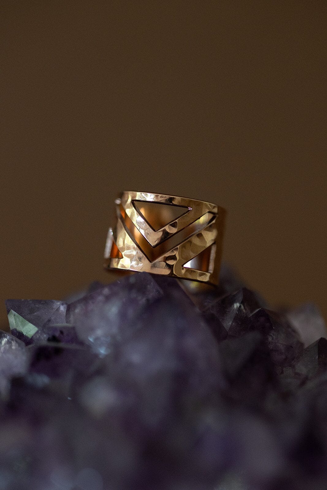 Bague Zak Or Rose Martelée Ajustable Bagues Monsieur Simone
