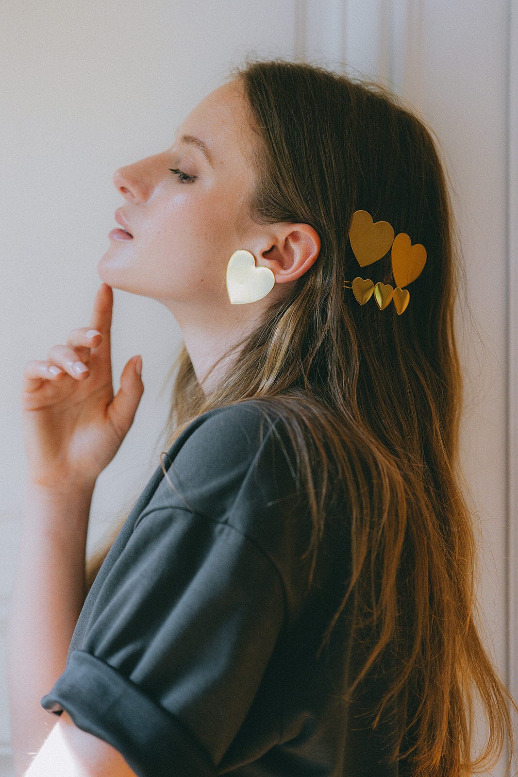 Barrette Aphrodite Or Coeurs Accessoires Monsieur Simone