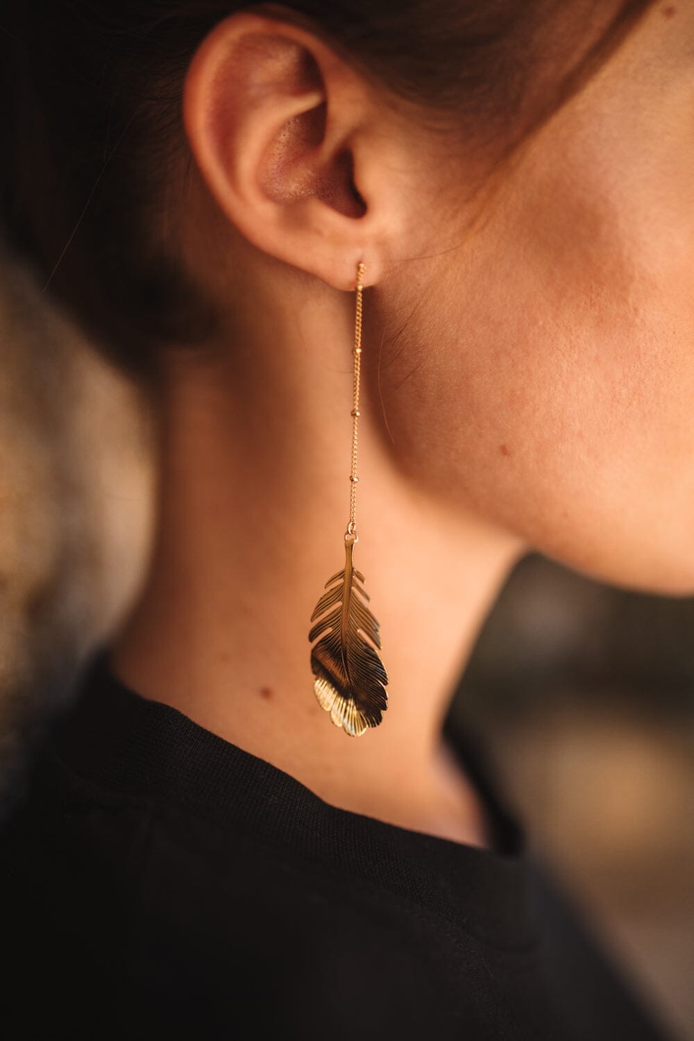 Boucles d'Oreilles Pendantes Zéphyr Or Feuilles Boucles d'Oreilles Monsieur Simone
