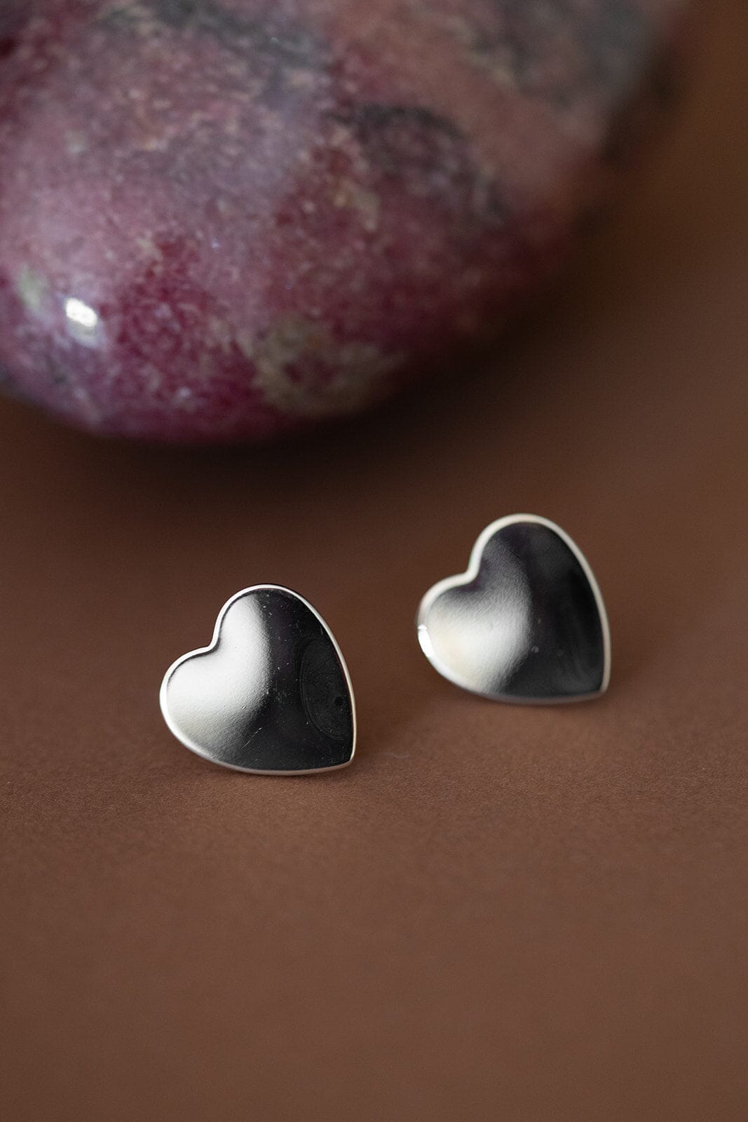 Boucles d'Oreilles Puces Aphrodite Argent Coeur Boucles d'Oreilles Monsieur Simone
