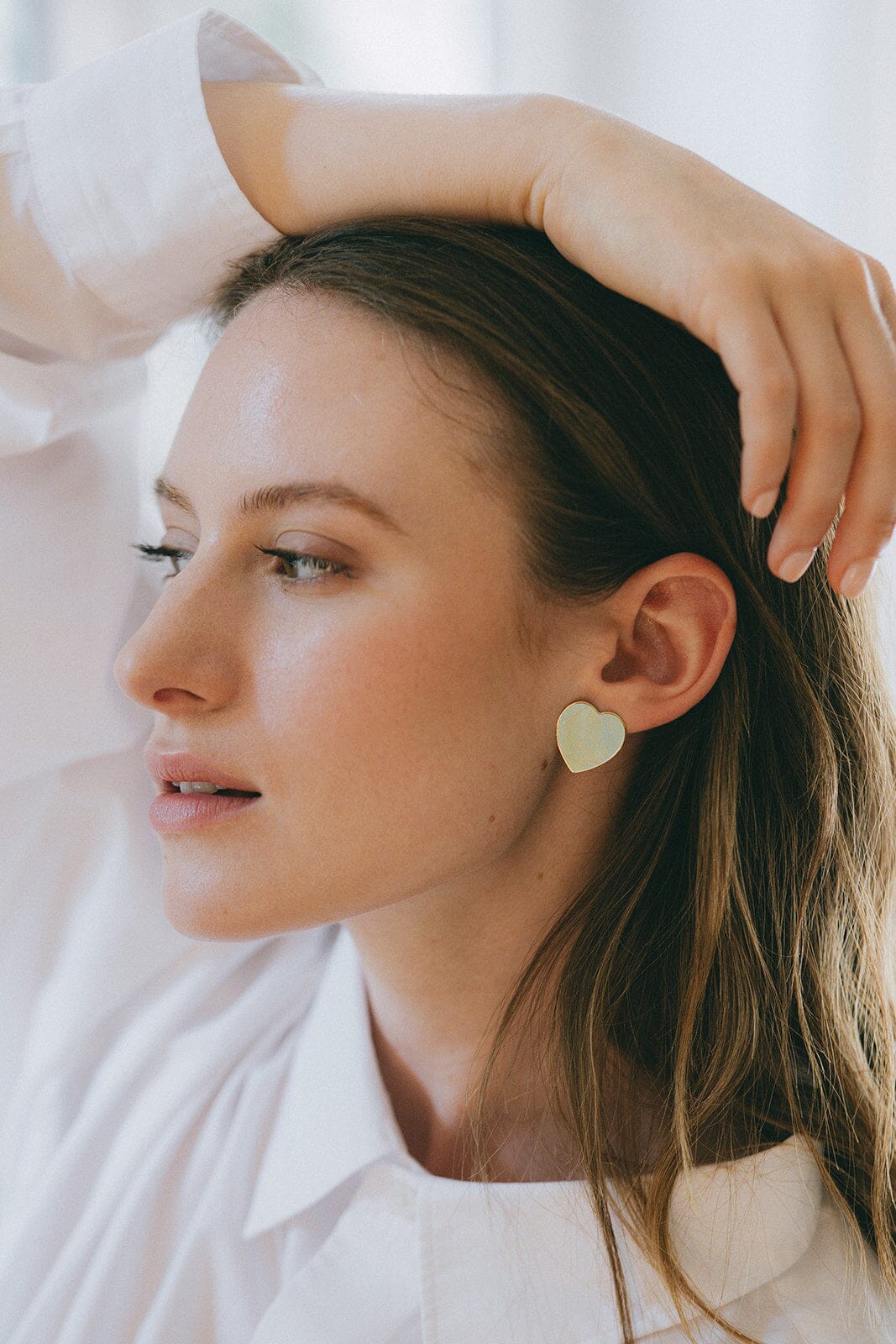 Boucles d'Oreilles Puces Aphrodite Or Coeur Boucles d'Oreilles Monsieur Simone