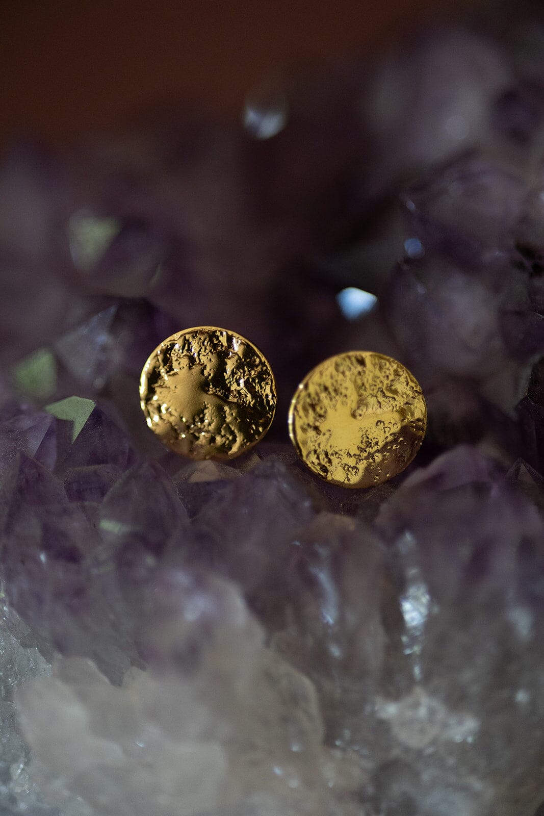 Boucles d'Oreilles Puces Hestia Or Ronds Martelés Boucles d'Oreilles Monsieur Simone