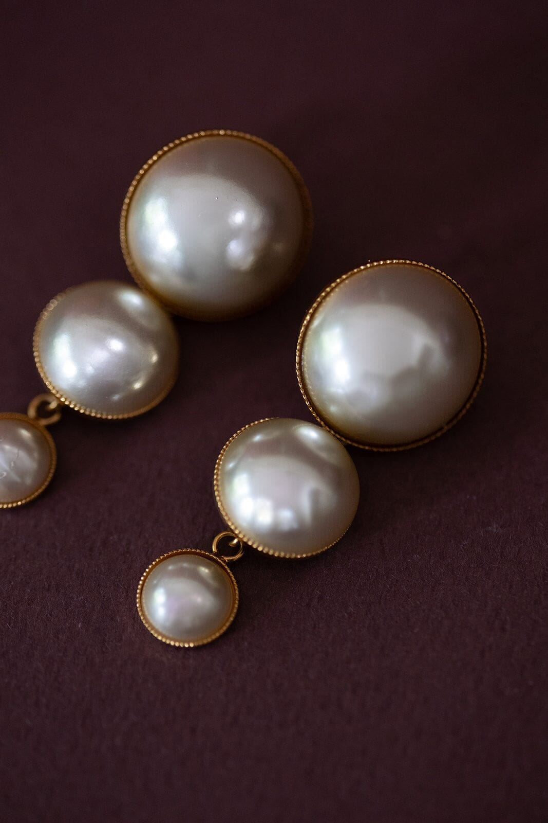 Boucles d'Oreilles Puces Pendantes Nélya Or Perles Boucles d'Oreilles Monsieur Simone