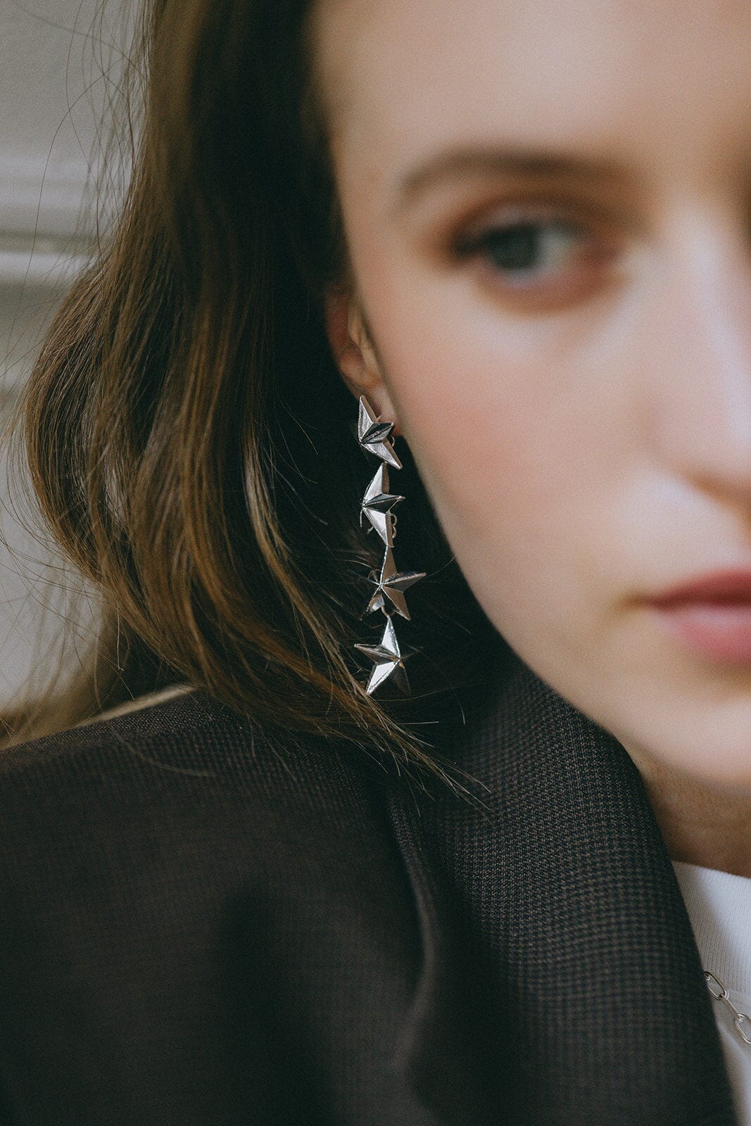 Boucles d'Oreilles Puces Pendantes Raoul Argent Étoiles Boucles d'oreilles Monsieur Simone
