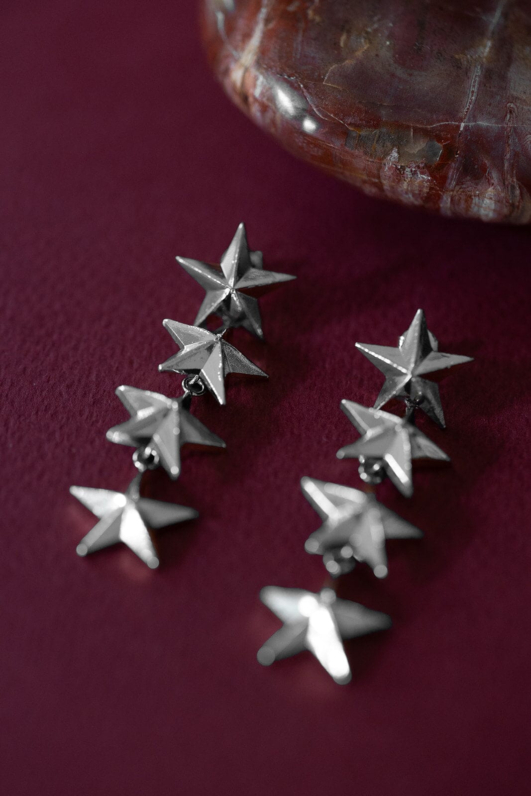 Boucles d'Oreilles Puces Pendantes Raoul Argent Étoiles Boucles d'oreilles Monsieur Simone
