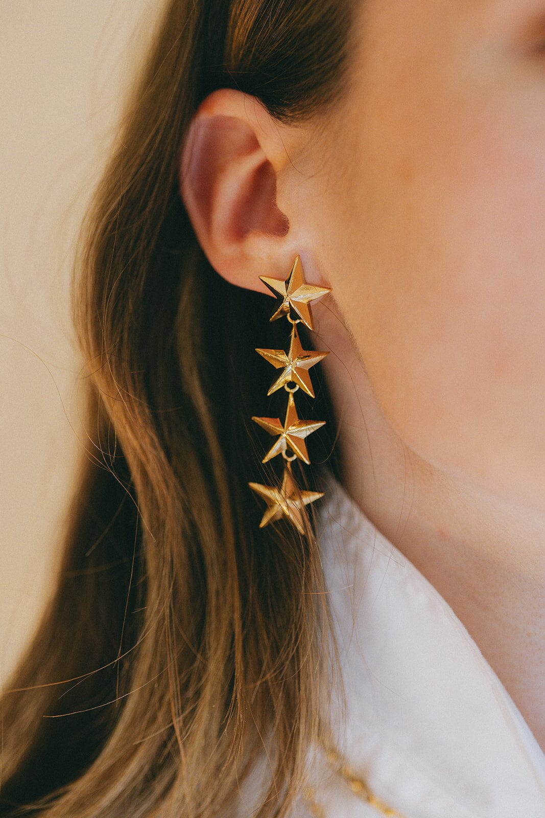 Boucles d'Oreilles Puces Pendantes Raoul Or Étoiles Boucles d'oreilles Monsieur Simone