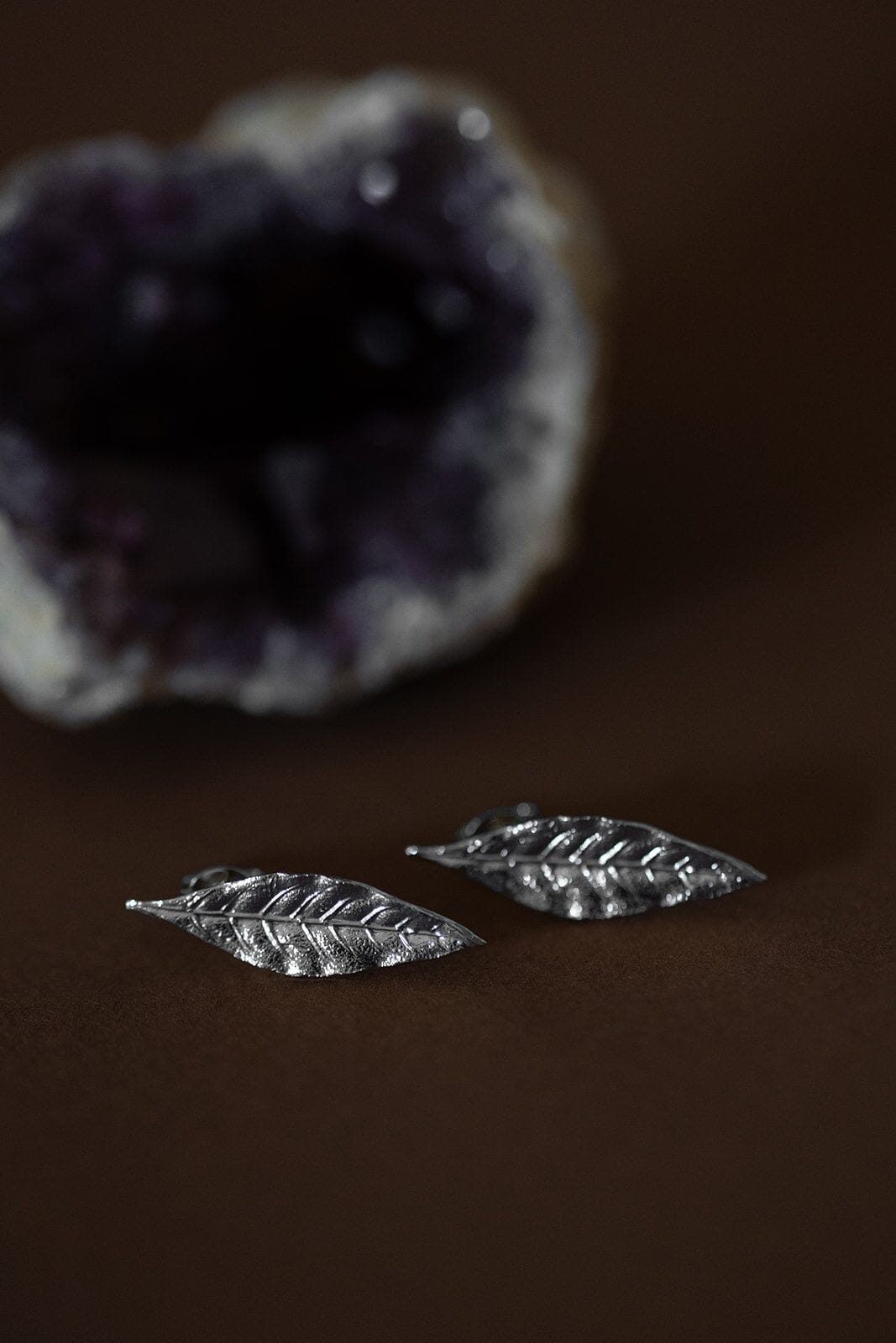 Boucles d'Oreilles Puces Thalie Argent Feuilles Boucles d'Oreilles Monsieur Simone