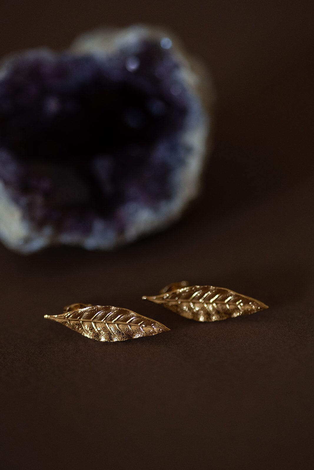 Boucles d'Oreilles Puces Thalie Or Feuilles Boucles d'Oreilles Monsieur Simone