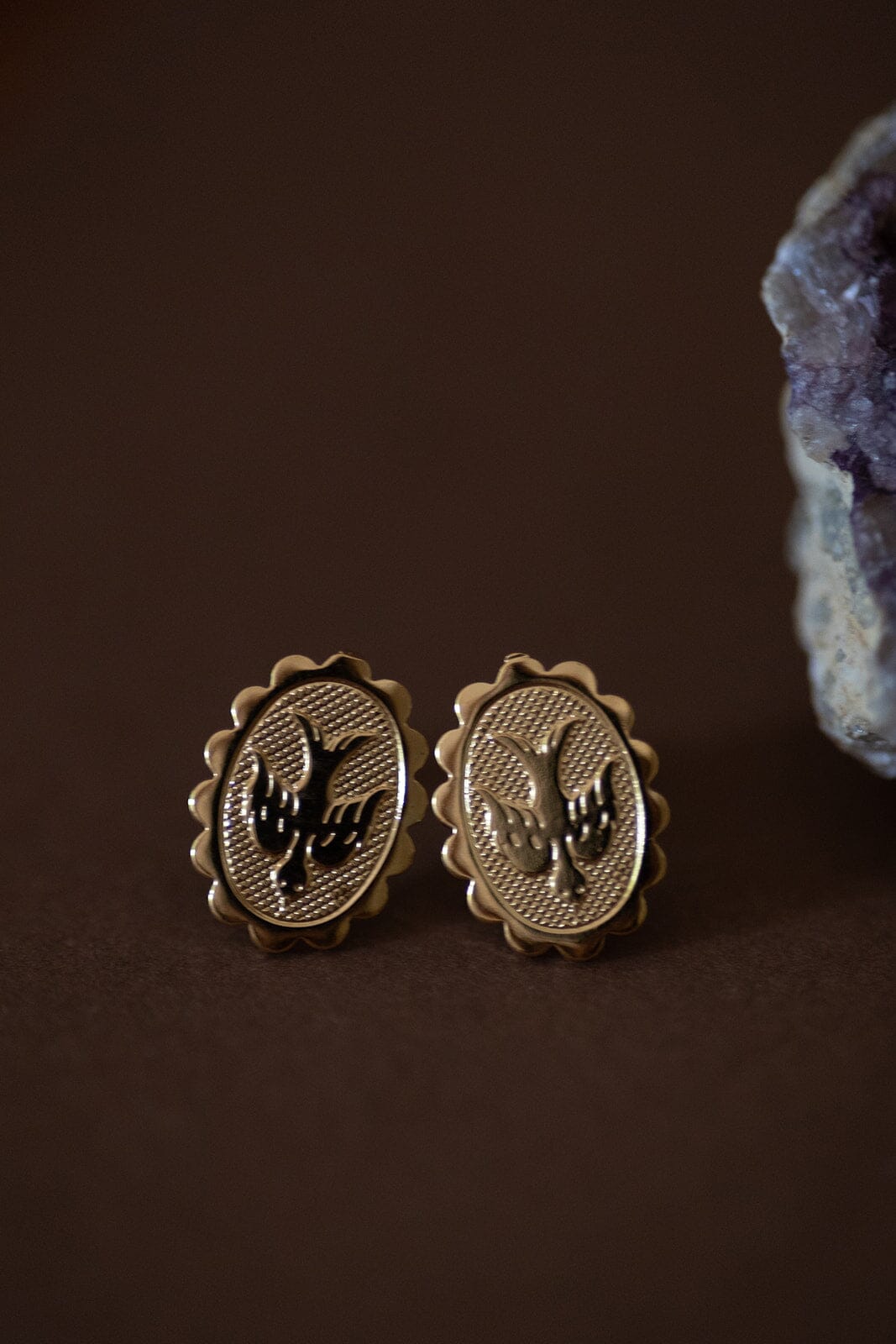 Boucles d'Oreilles Puces Thémis Colombes Or Boucles d'Oreilles Monsieur Simone