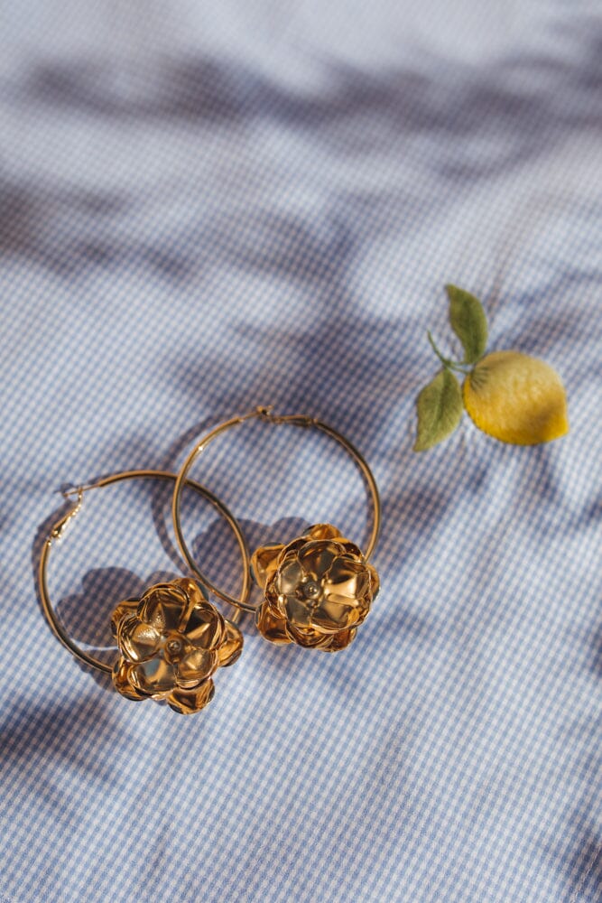 Créoles Aglaé Or Fleur Boucles d'Oreilles Monsieur Simone