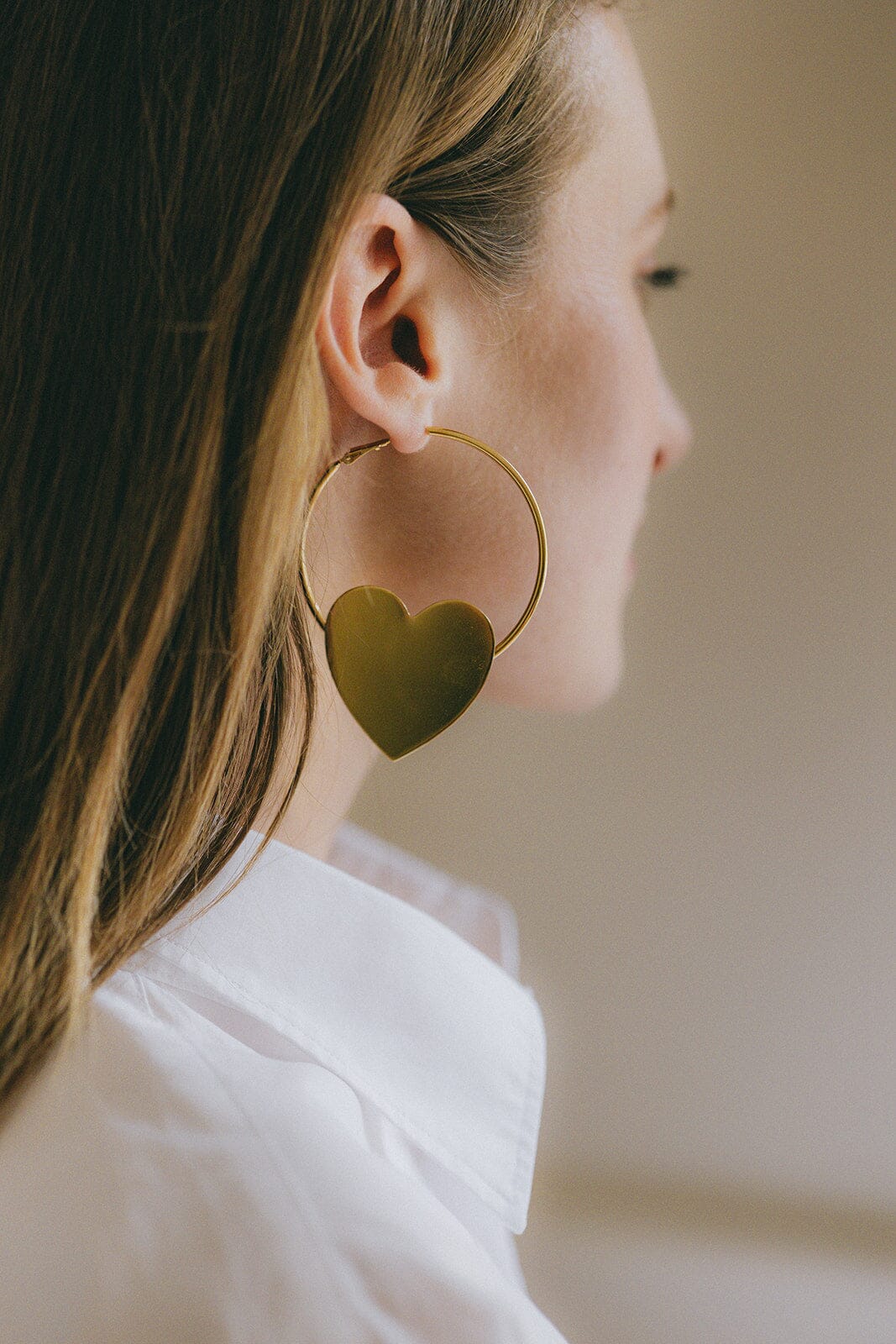 Créoles Aphrodite Or Coeur Boucles d'Oreilles Monsieur Simone