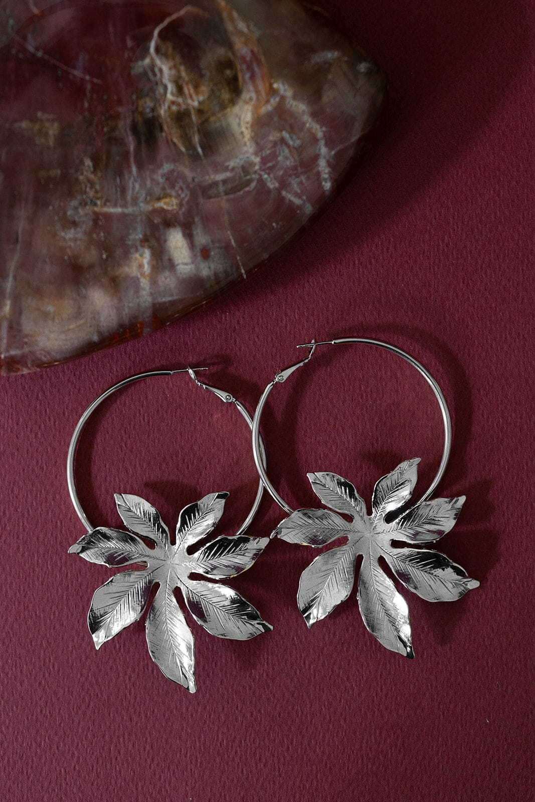 Créoles Chloris Argent Fleurs Boucles d'Oreilles Monsieur Simone
