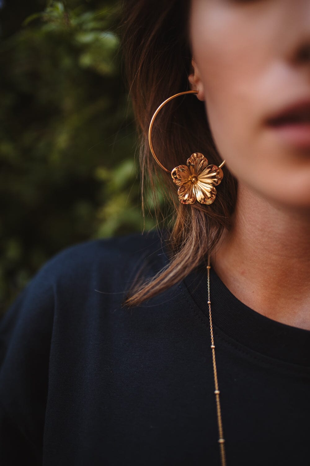 Créoles Gaïa Argent Fleurs Boucles d'Oreilles Monsieur Simone