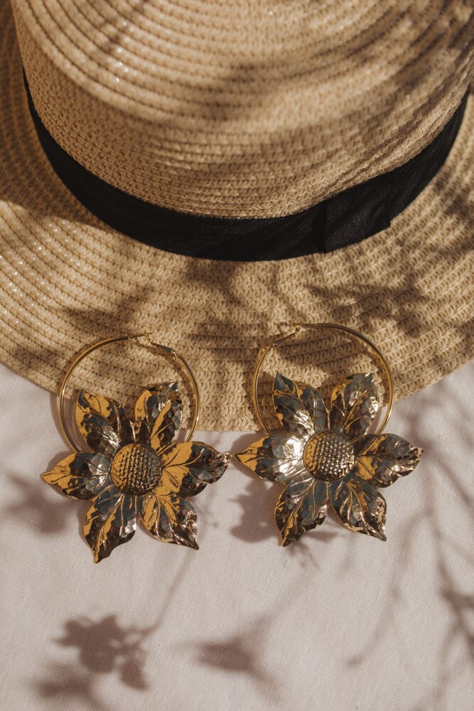Créoles Hespéris Or Fleurs Boucles d'Oreilles Monsieur Simone
