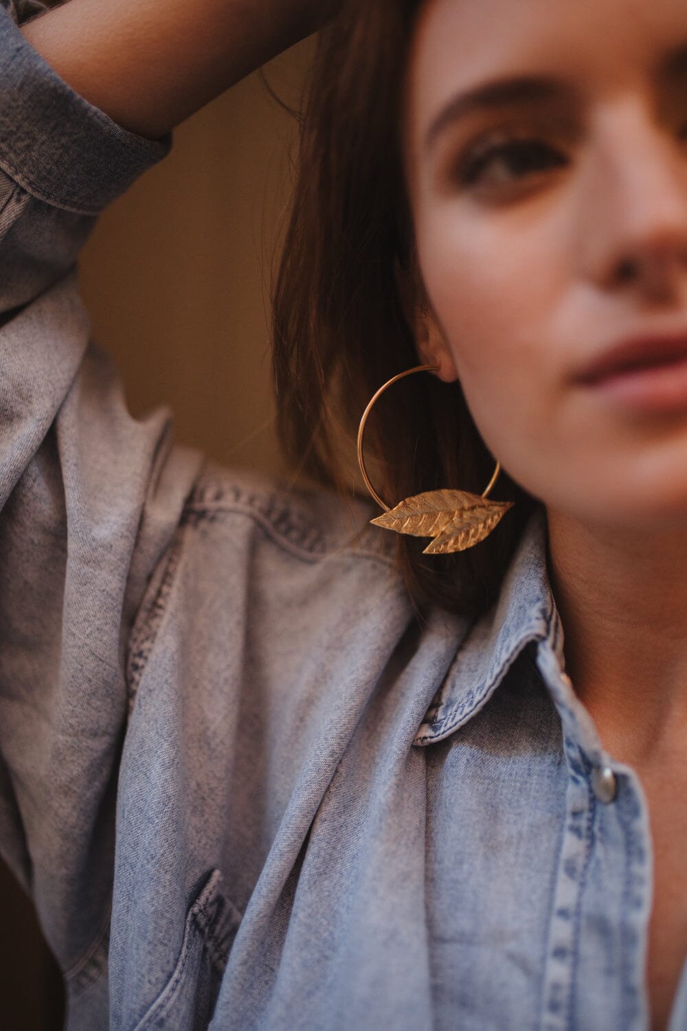 Créoles Thalie Argent Feuilles Boucles d'Oreilles Monsieur Simone