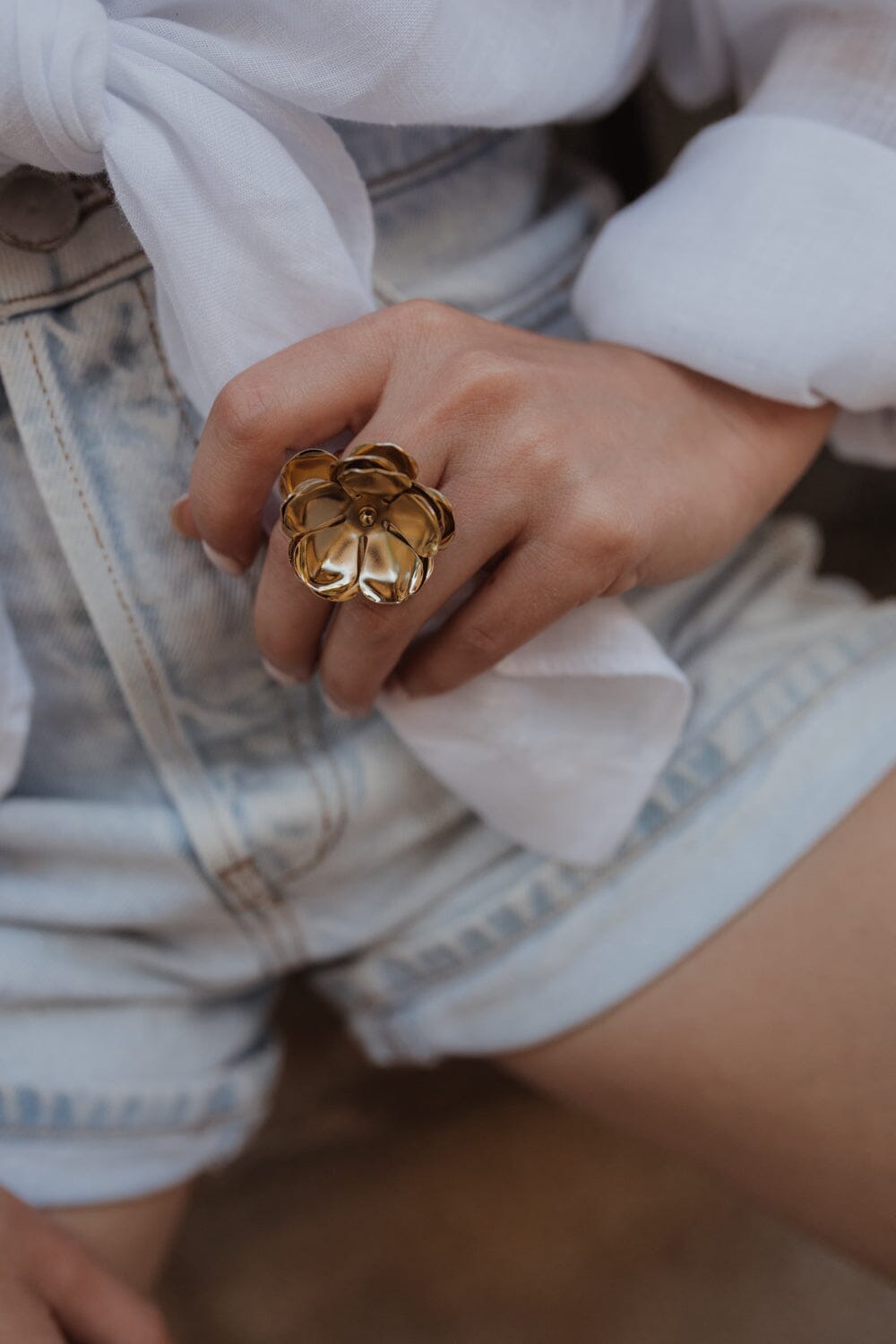 Maxi Bague Aglaé Argent Fleur Ajustable Bagues Monsieur Simone