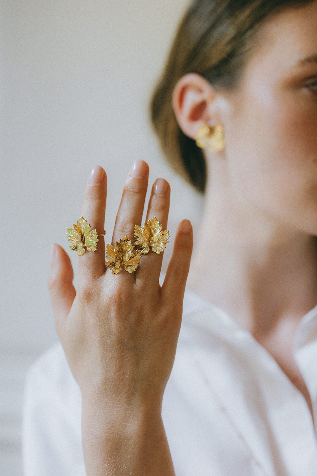 Maxi Bague Héra Or Feuille Ajustable Bagues Monsieur Simone