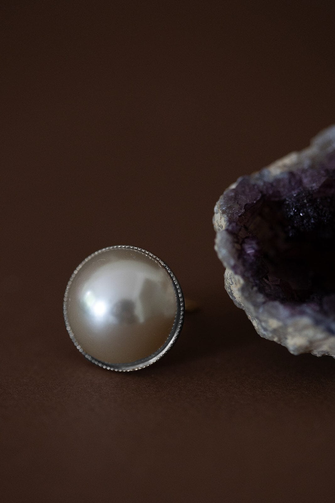 Maxi Bague Nélya Argent Perle Ajustable Bagues Monsieur Simone