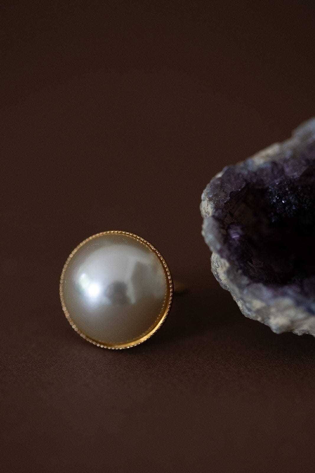 Maxi Bague Nélya Or Perle Ajustable Bagues Monsieur Simone