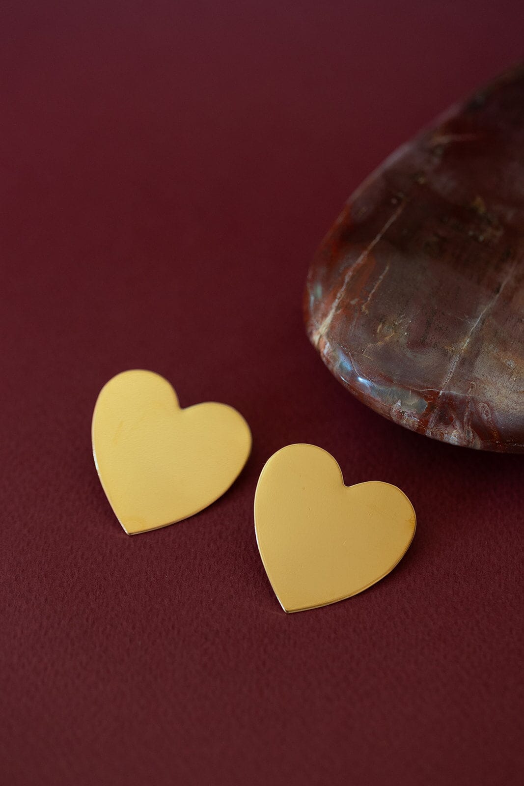 Maxi Boucles d'Oreilles Puces Aphrodite Or Coeur Boucles d'Oreilles Monsieur Simone