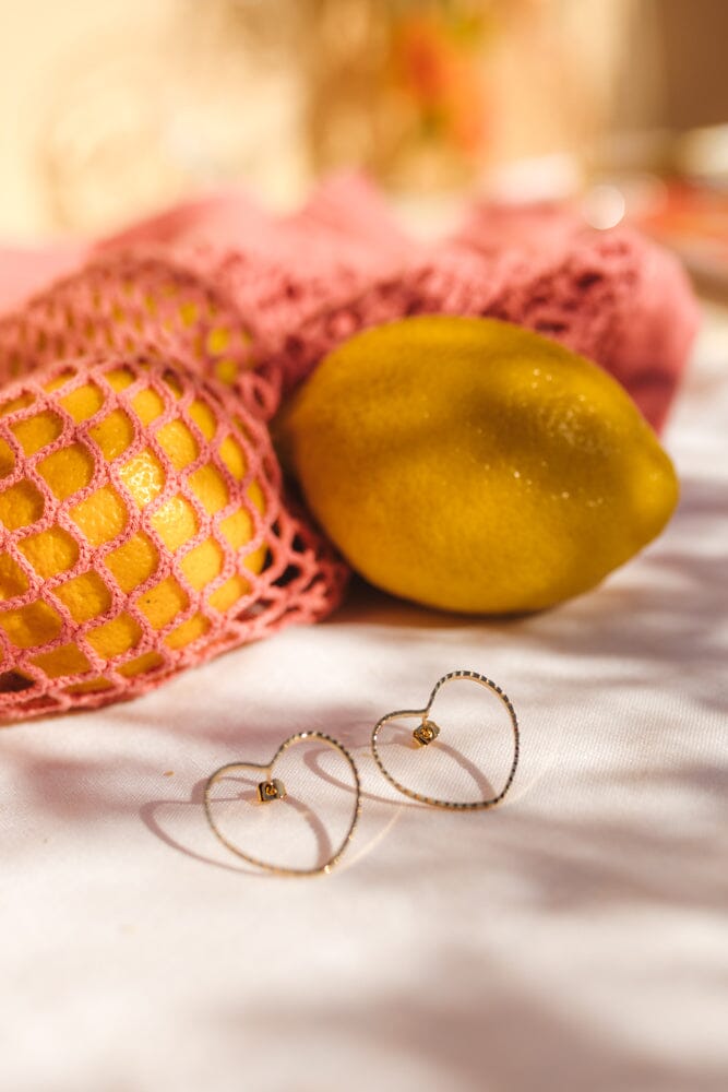 Maxi Boucles d'Oreilles Puces Aura Or Coeur Boucles d'Oreilles Monsieur Simone