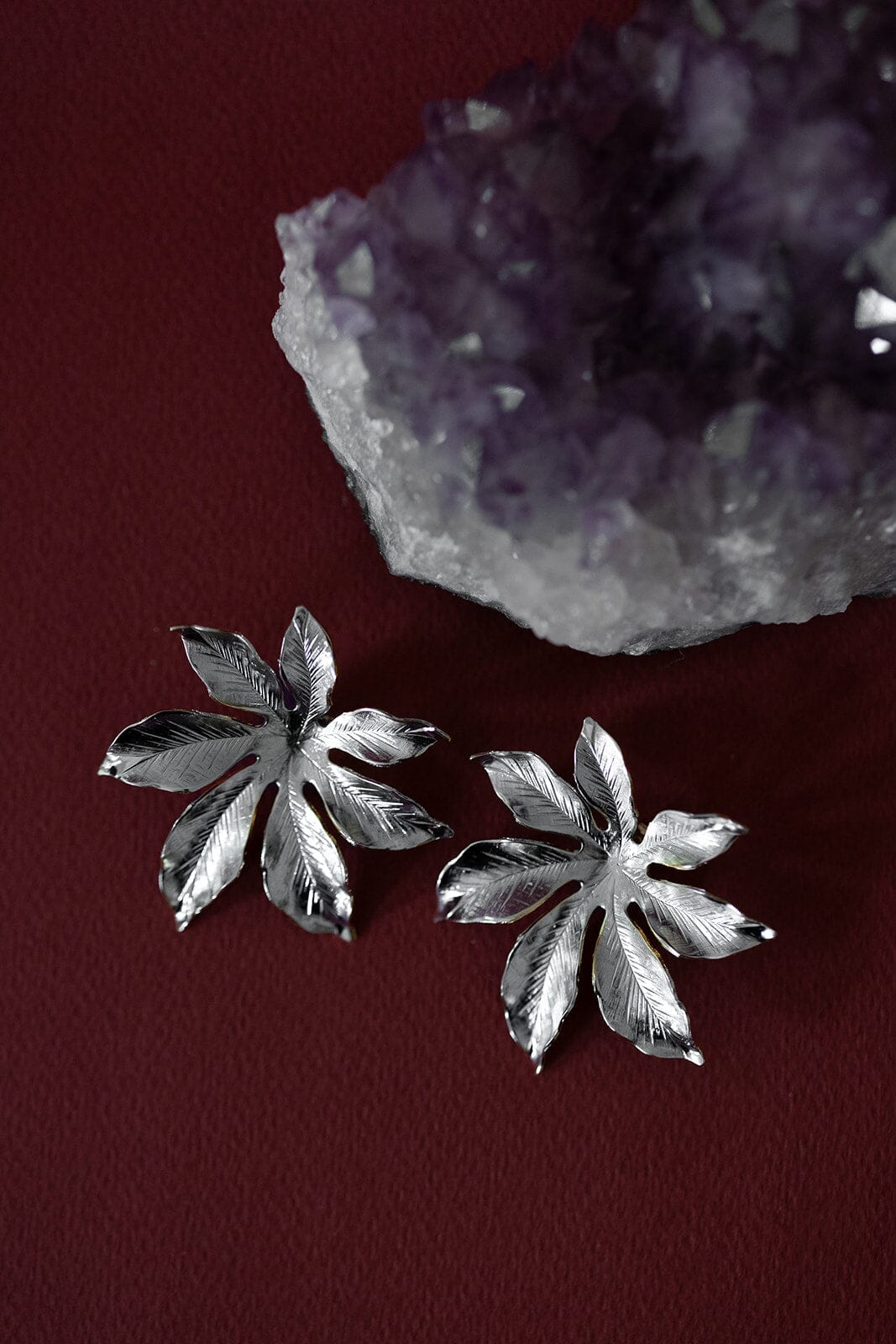 Maxi Boucles d'Oreilles Puces Chloris Argent Fleurs Boucles d'Oreilles Monsieur Simone