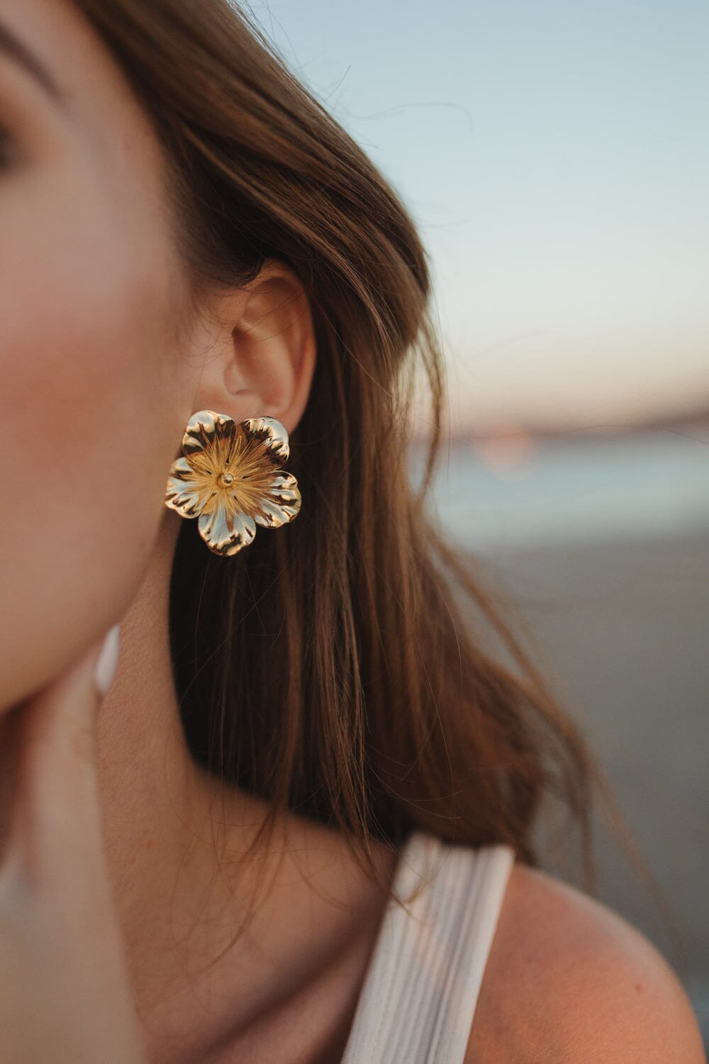 Maxi Boucles d'Oreilles Puces Gaïa Argent Fleurs Boucles d'Oreilles Monsieur Simone