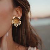 Maxi Boucles d'Oreilles Puces Gaïa Argent Fleurs Boucles d'Oreilles Monsieur Simone