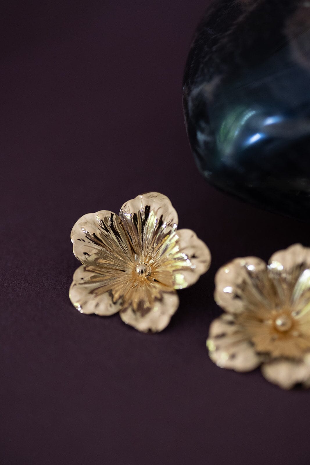 Maxi Boucles d'Oreilles Puces Gaïa Or Fleurs Boucles d'Oreilles Monsieur Simone