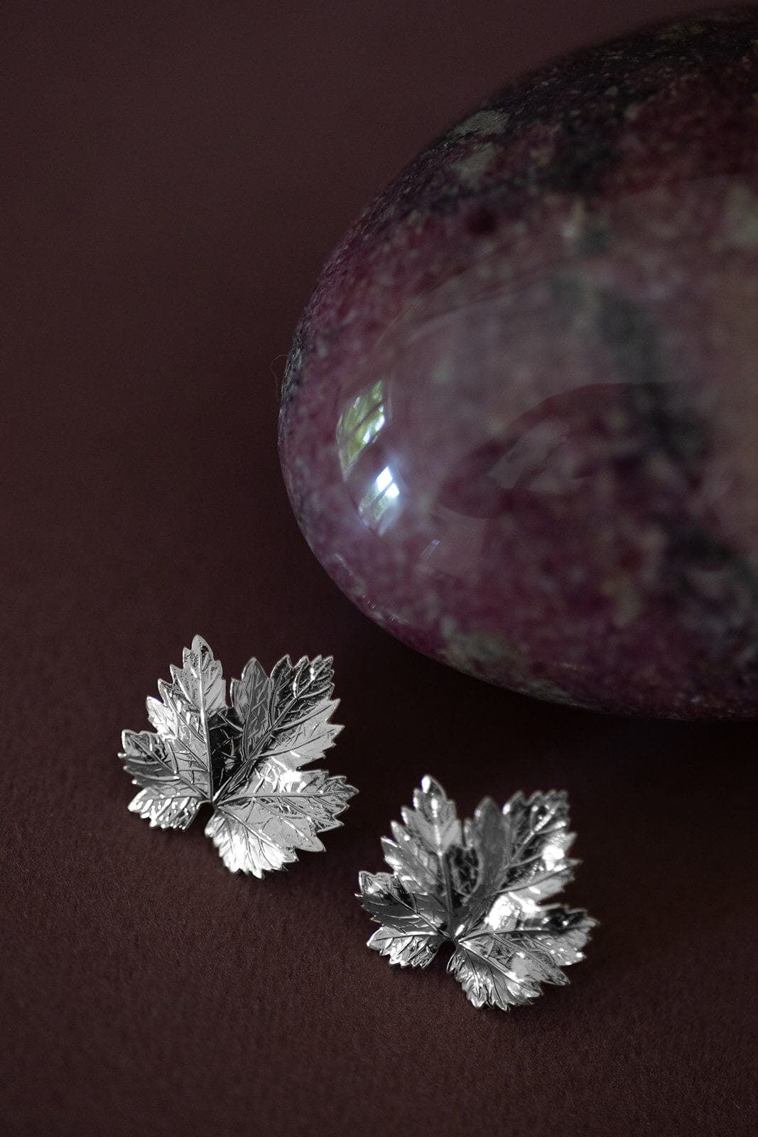 Maxi Boucles d'Oreilles Puces Héra Argent Feuilles Boucles d'Oreilles Monsieur Simone