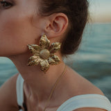 Maxi Boucles d'Oreilles Puces Hespéris Or Fleurs Boucles d'Oreilles Monsieur Simone