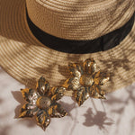Maxi Boucles d'Oreilles Puces Hespéris Or Fleurs Boucles d'Oreilles Monsieur Simone