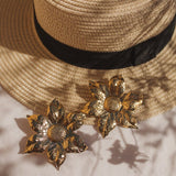 Maxi Boucles d'Oreilles Puces Hespéris Or Fleurs Boucles d'Oreilles Monsieur Simone