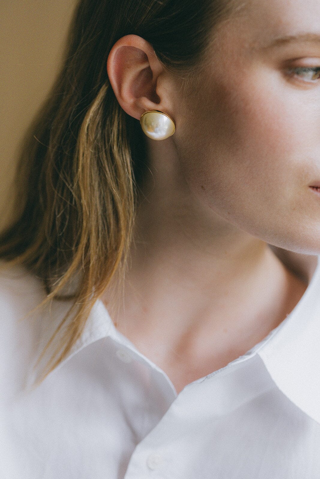 Maxi Boucles d'Oreilles Puces Nélya Argent Perles Boucles d'Oreilles Monsieur Simone