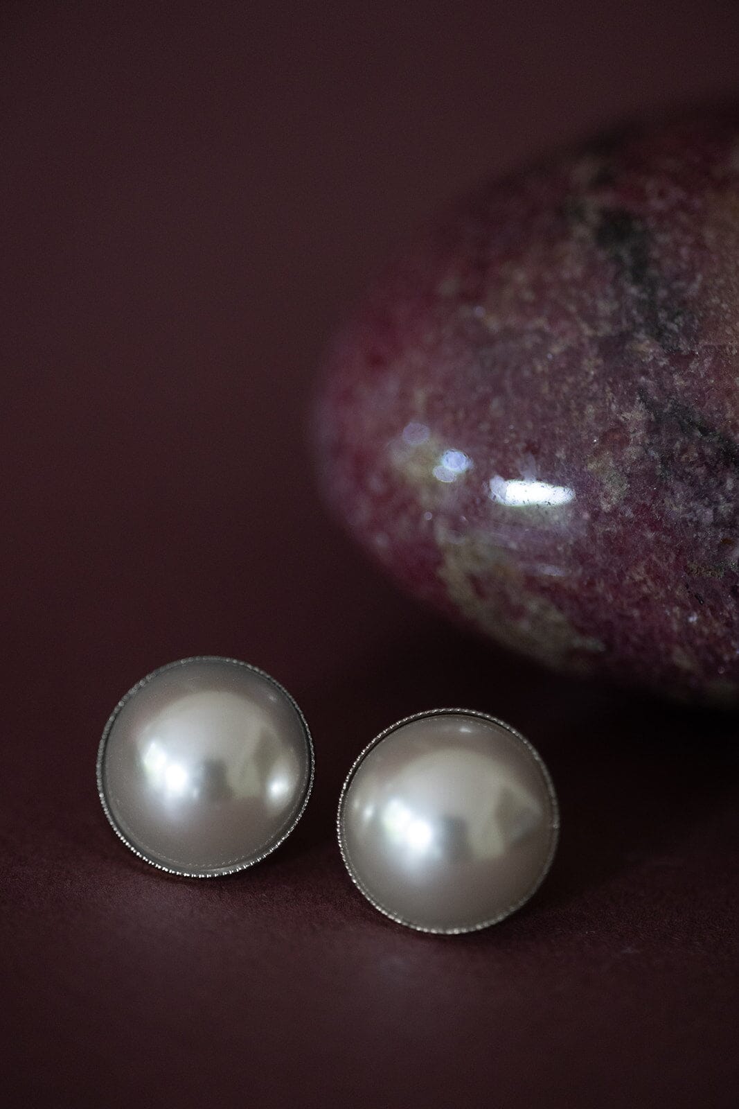 Maxi Boucles d'Oreilles Puces Nélya Argent Perles Boucles d'Oreilles Monsieur Simone