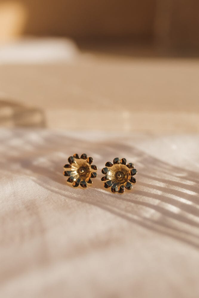 Maxi Boucles d'Oreilles Puces Théia Or Fleurs Boucles d'Oreilles Monsieur Simone