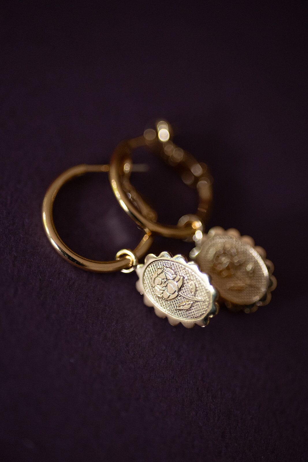 Mini Créoles Thémis Fleurs Or Boucles d'Oreilles Monsieur Simone