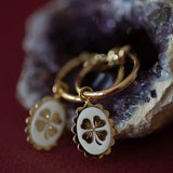 Mini Créoles Thémis Trèfles Or Ivoire Boucles d'Oreilles Monsieur Simone