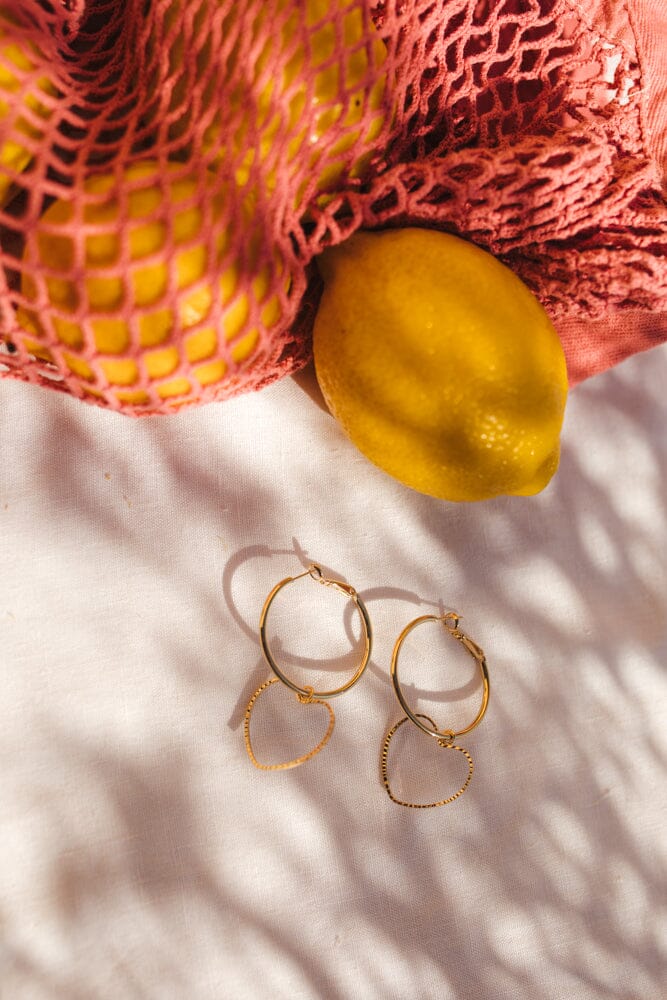 Petites Créoles Aura Or Coeur Boucles d'Oreilles Monsieur Simone