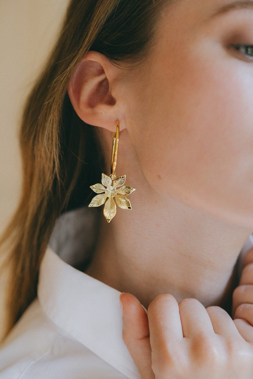 Petites Créoles Chloris Argent Fleurs Boucles d'Oreilles Monsieur Simone