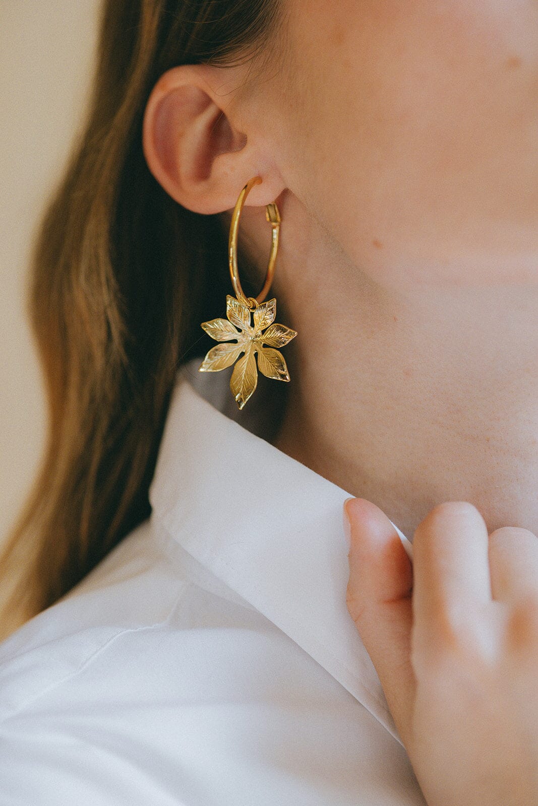 Petites Créoles Chloris Argent Fleurs Boucles d'Oreilles Monsieur Simone