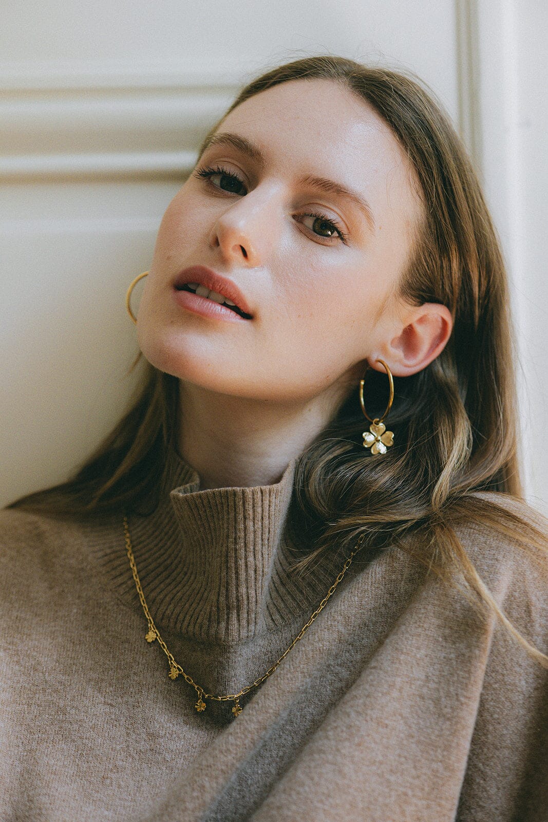 Petites Créoles Léon Argent Trèfles Boucles d'oreilles Monsieur Simone