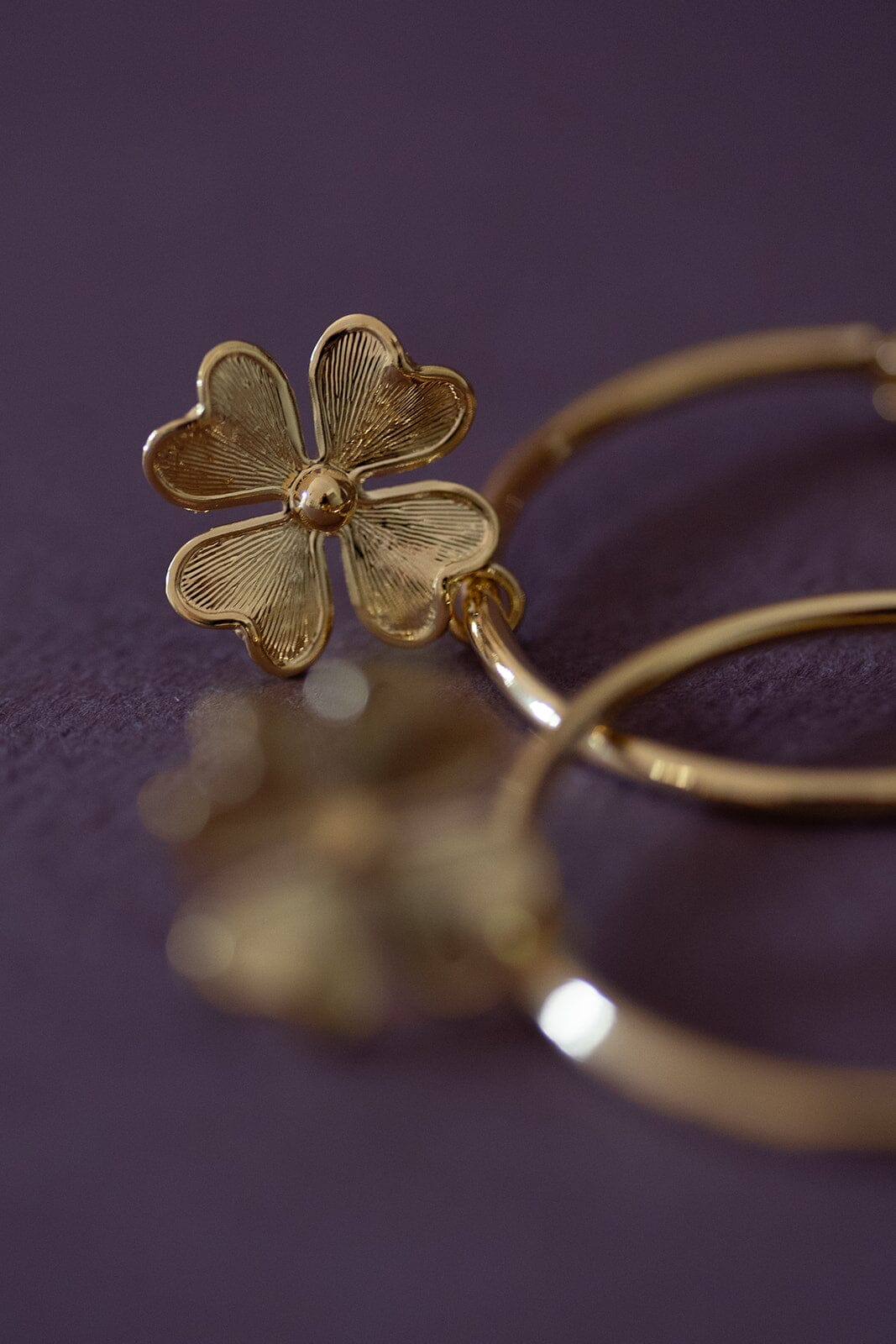 Petites Créoles Léon Or Trèfles Boucles d'oreilles Monsieur Simone