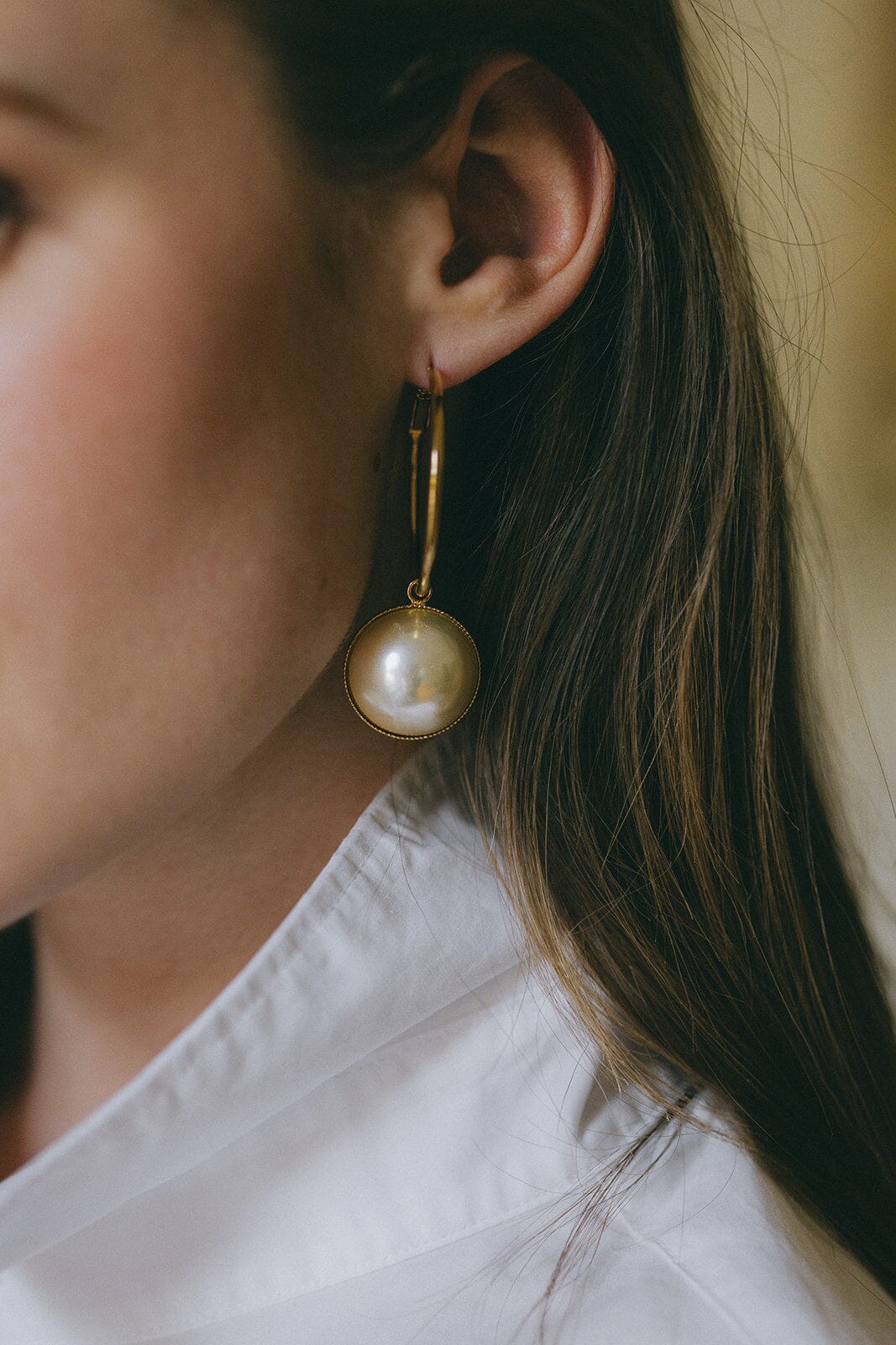 Petites Créoles Nélya Or Perles Boucles d'Oreilles Monsieur Simone