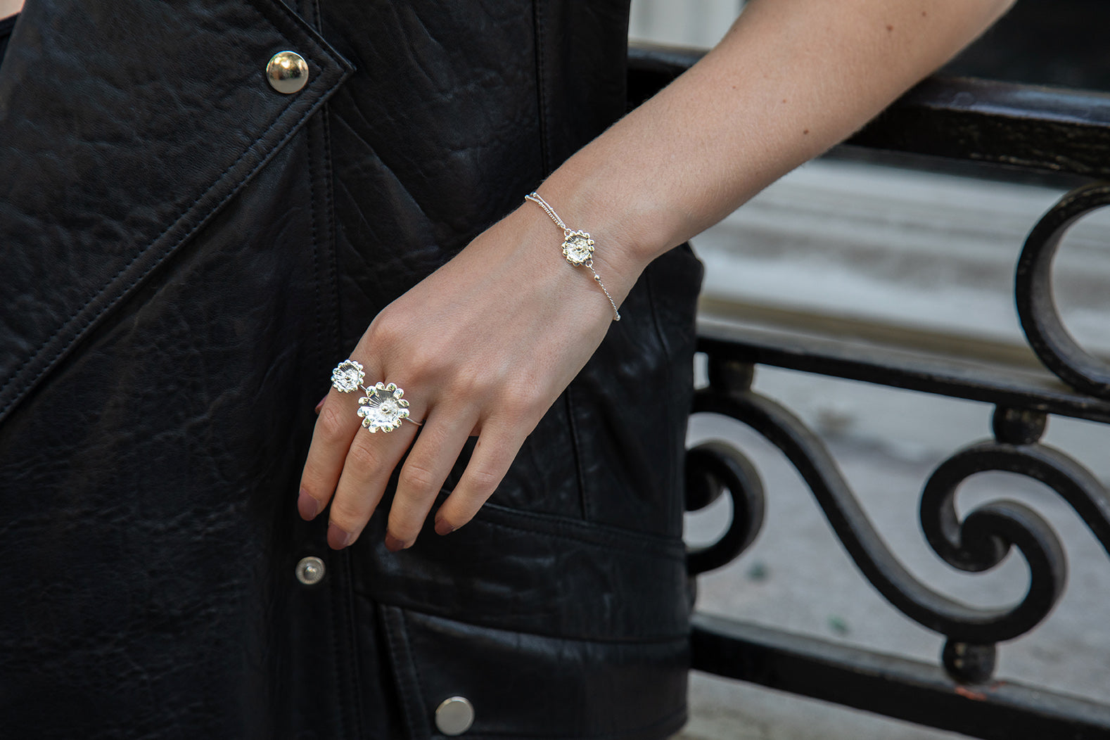 Bague Théia Argent Fleur Ajustable Bagues Monsieur Simone