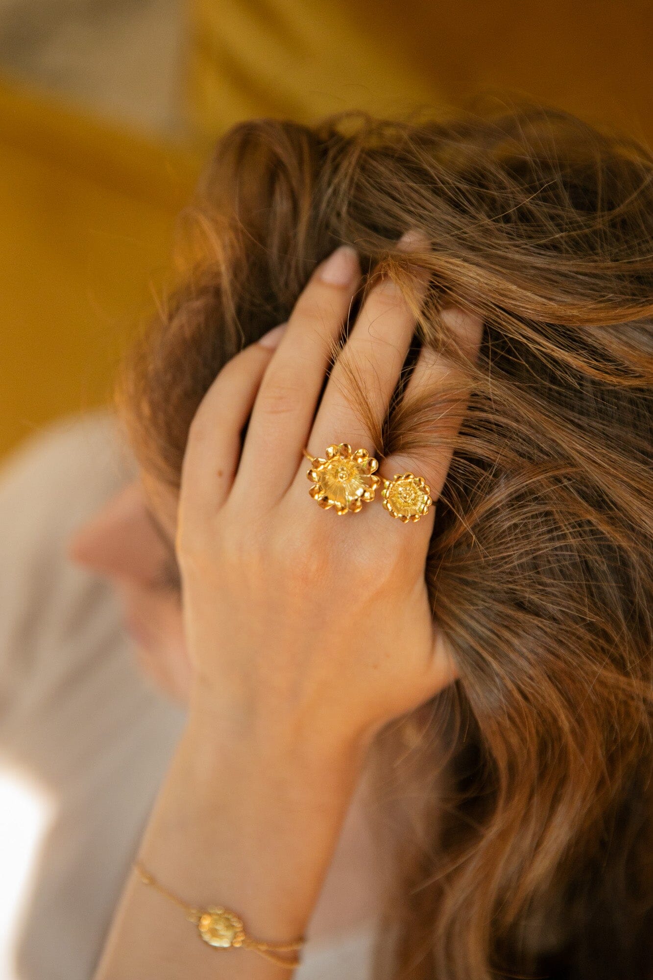 Bague Théia Or Fleur Ajustable Bagues Monsieur Simone