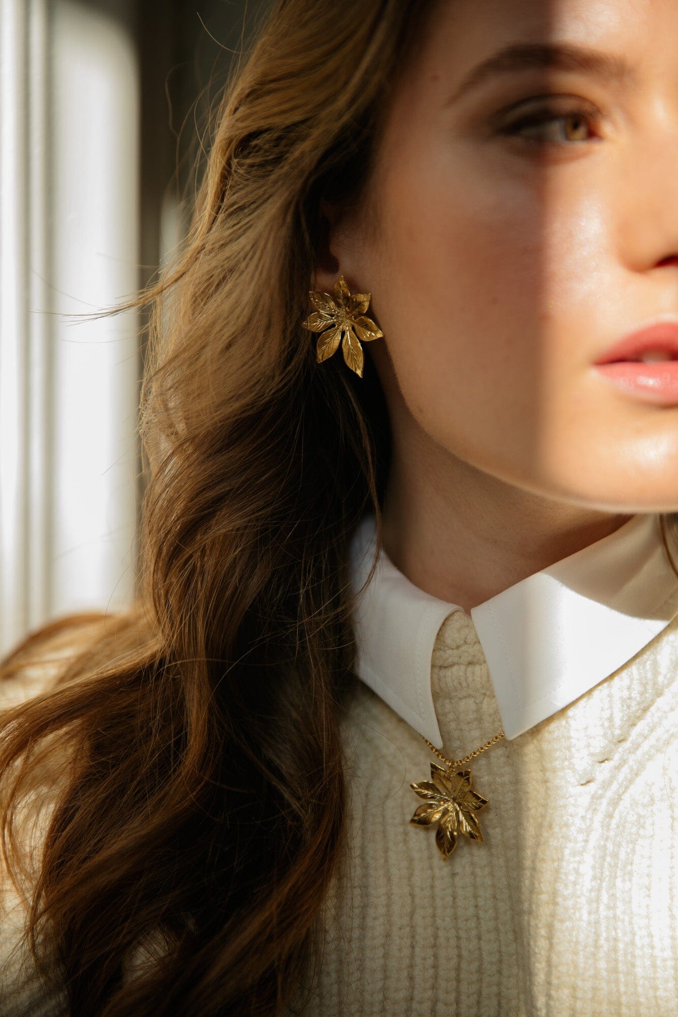Boucles d'Oreilles Puces Chloris Argent Fleurs Boucles d'Oreilles Monsieur Simone